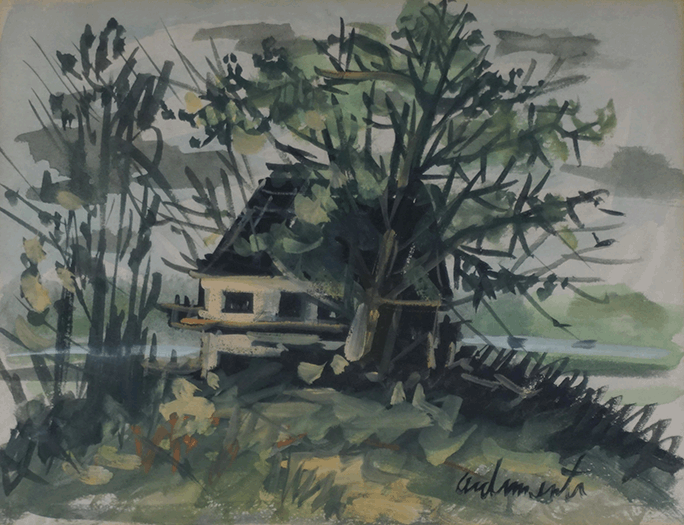 House in the woods near the water